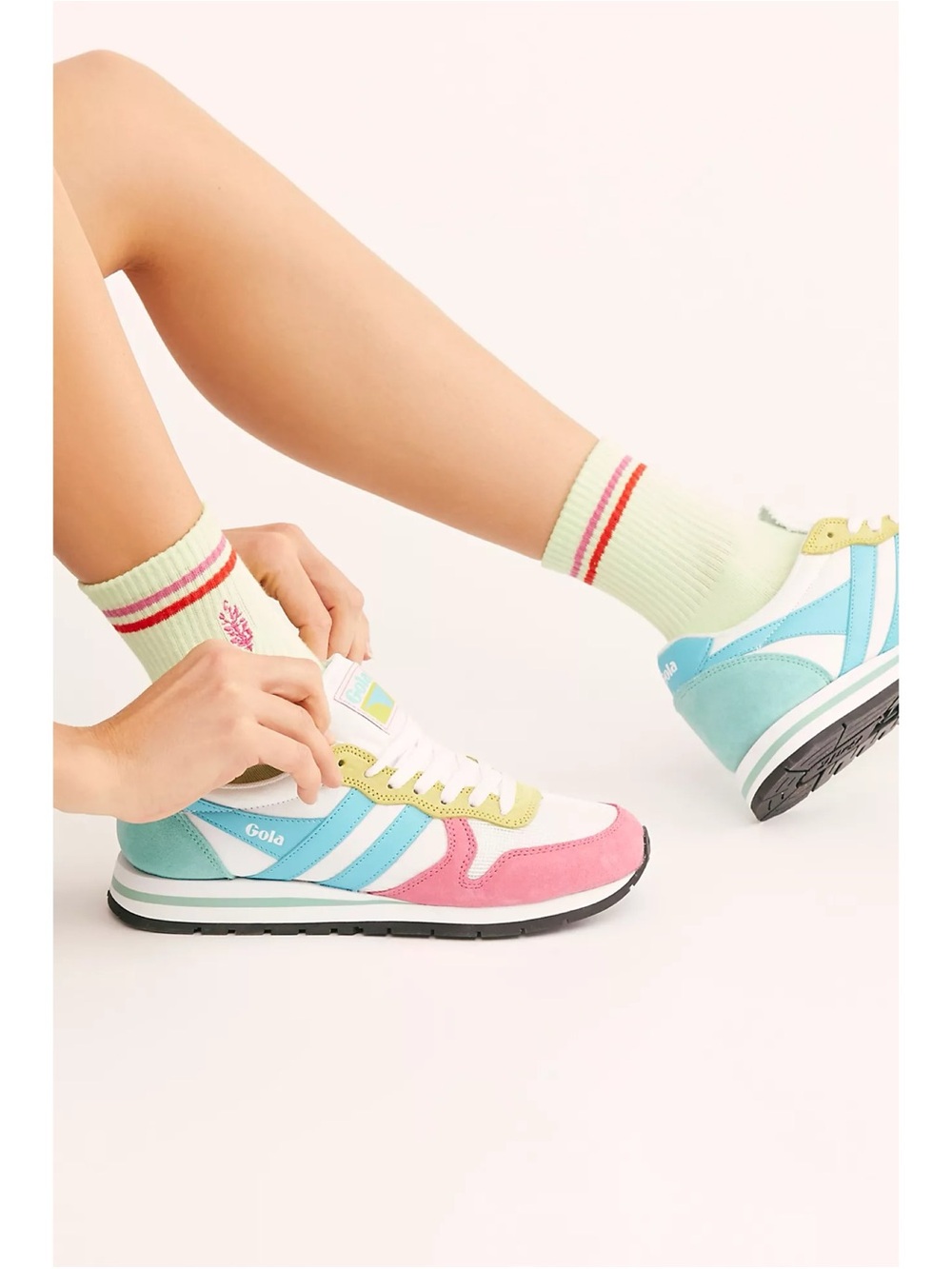 Gola Daytona Sneakers Free People Anthropologie Pink Aqua Sz 10